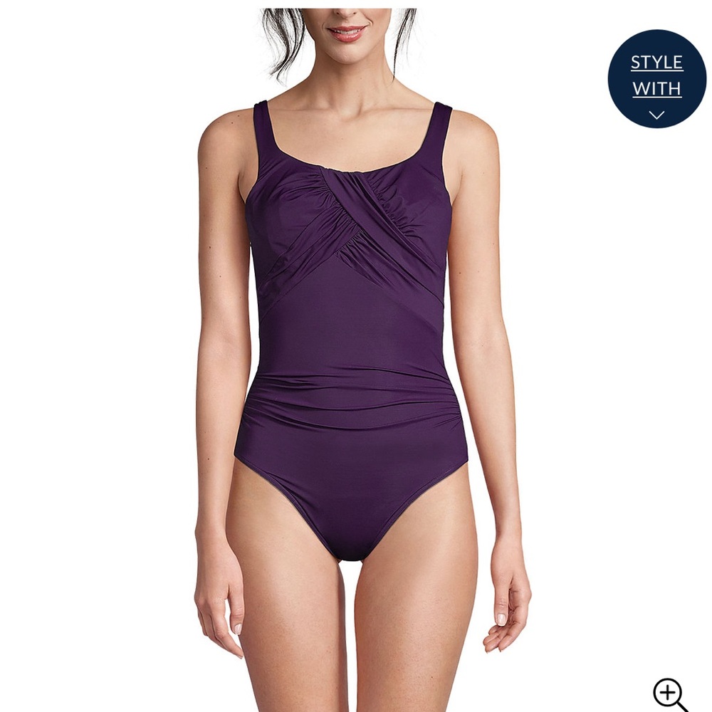 Lands end SlenderSuit Carmela swimsuit BLACKBERRY - Picture 4 of 8